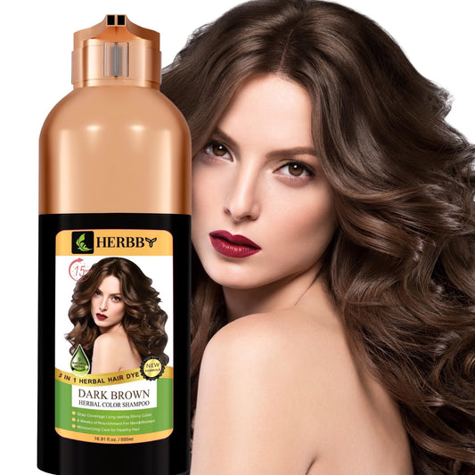 HERBBY Hair Color Shampoo for Gray Hair Coverage&Color Transform with 9 Herbal Extracts -Long Lasting(6-8 Weeks),Shiny,Evenly Colored,Instant Hair Dye Beauty and Personal Care HERBBY Default Title