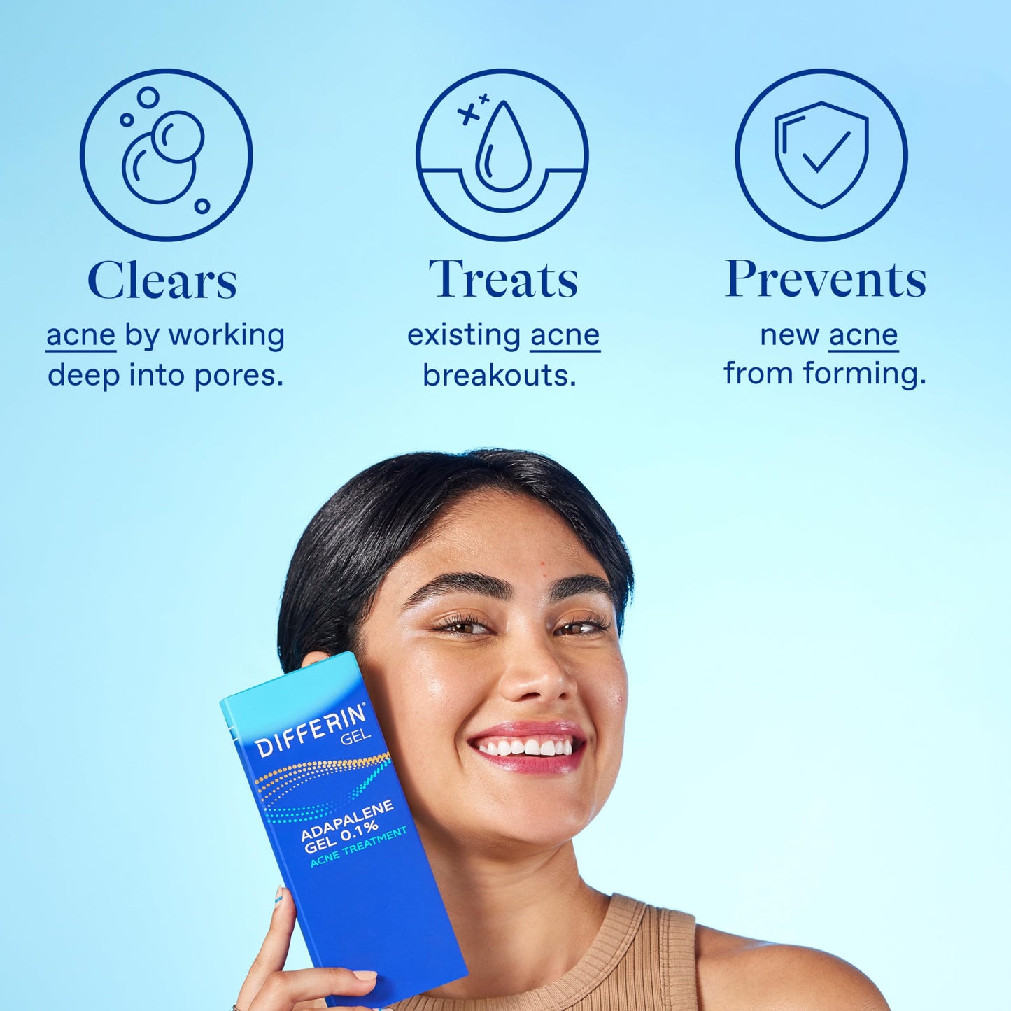 Differin Acne Treatment Gel, 60 Day Supply, Retinoid Treatment for Face with 0.1% Adapalene, Gentle Skin Care for Acne Prone Sensitive Skin, 15g Tube