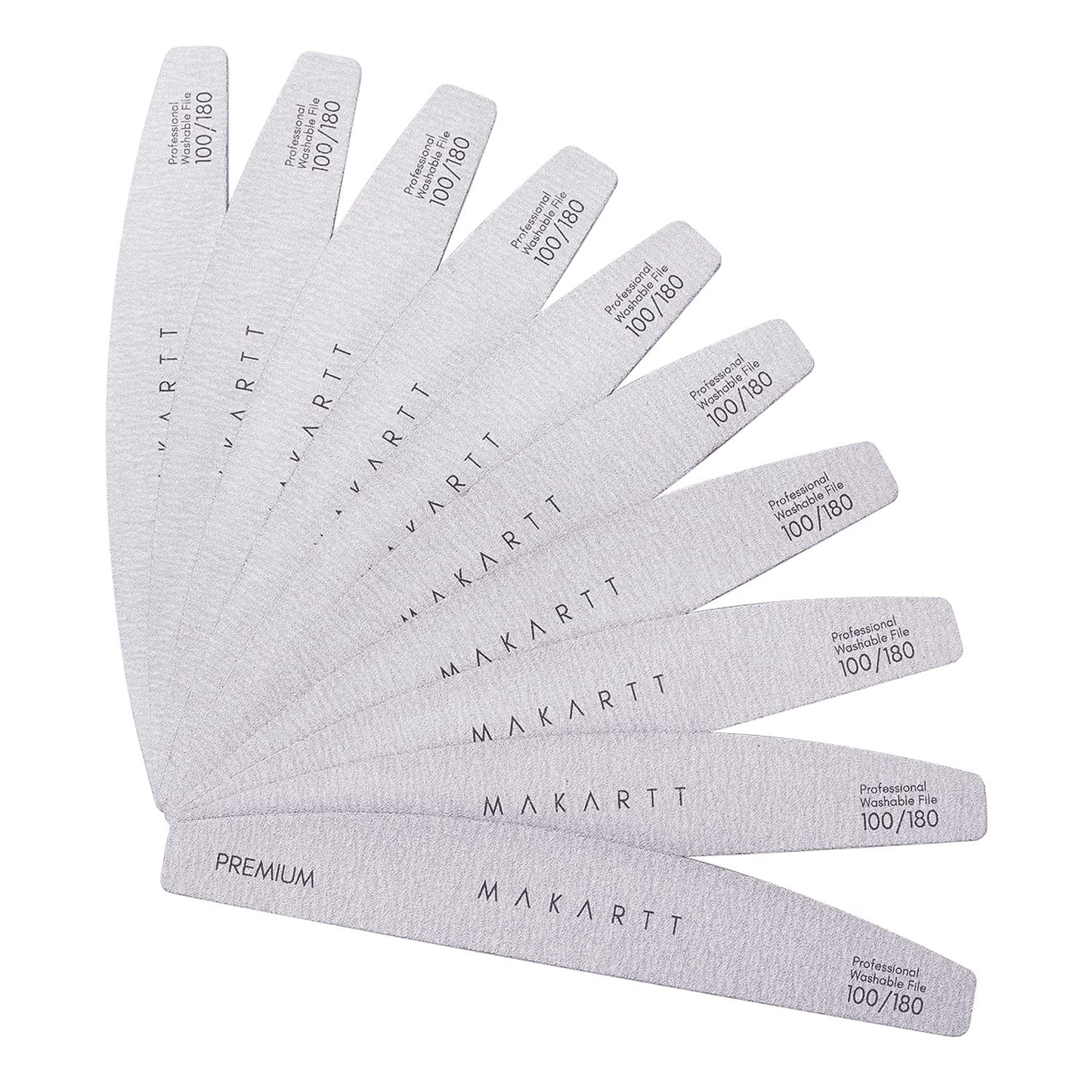 Makartt Nail File: Professional Nail Files, 100/180 Grit Emery Boards for Nails, 10 Pcs Zebra Doubled Sides Coarse Fingernail Filer for Acrylic