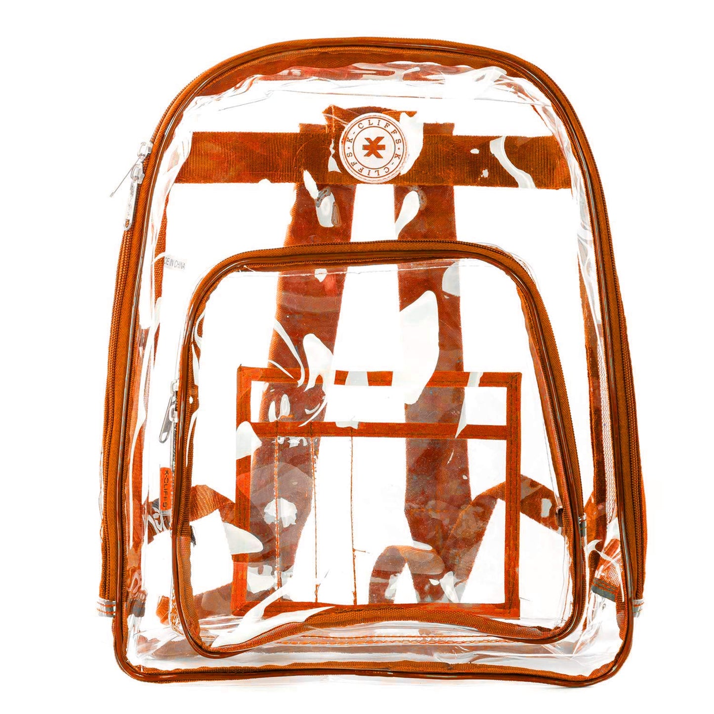 NiceAndGreat Heavy Duty Clear Backpack Transparent Quality School Bag Large See Through Student Daypack Security Workbag Orange