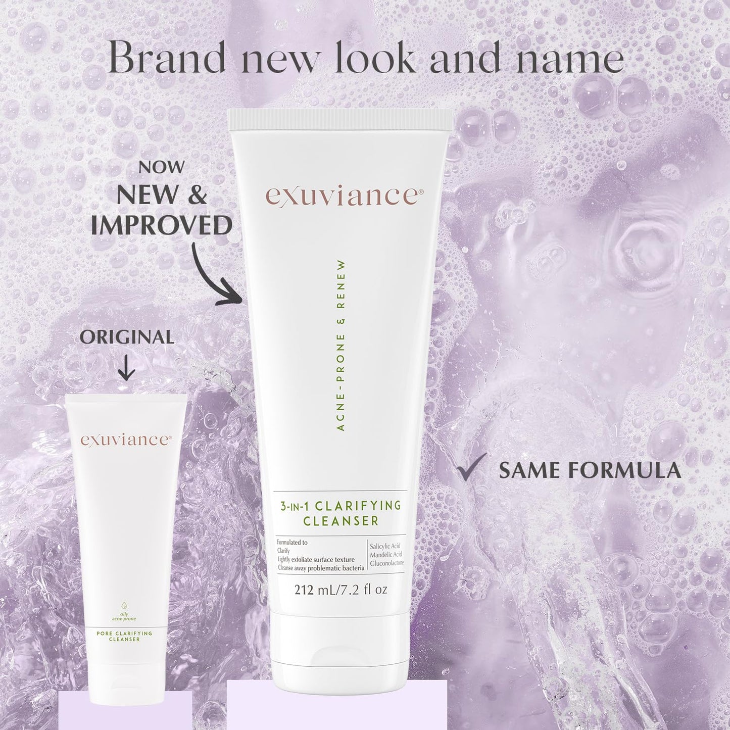 EXUVIANCE 3-in-1 Clarifying Anti-Aging Cleanser 7.2 oz – Salicylic Acid Face Wash for Acne-Prone Skin, Oil Control, Makeup Removal & Exfoliation