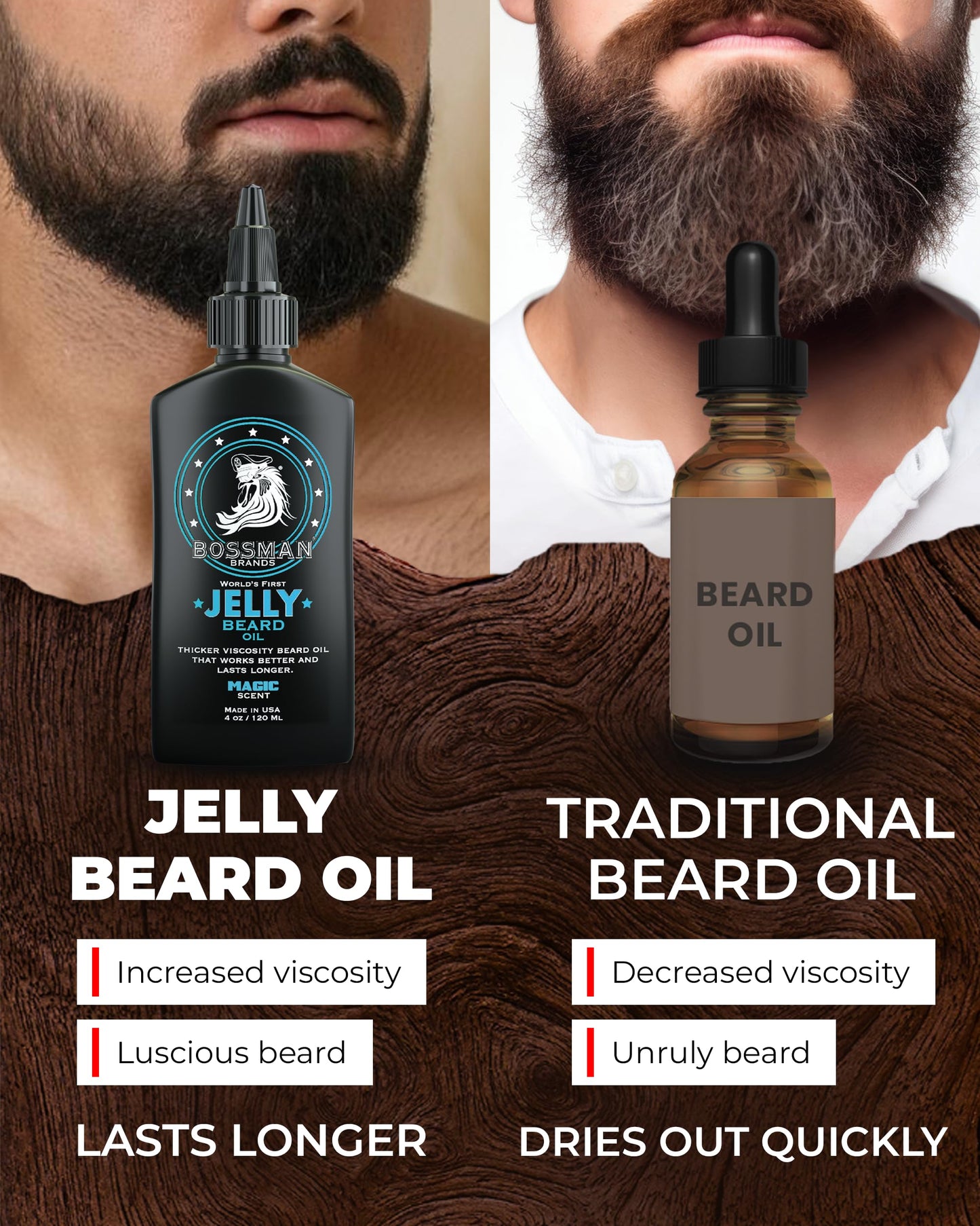 Bossman Jelly Beard Oil for Men (4 oz, Magic Scent) - Softens, Moisturizes & Conditions with Natural Ingredients