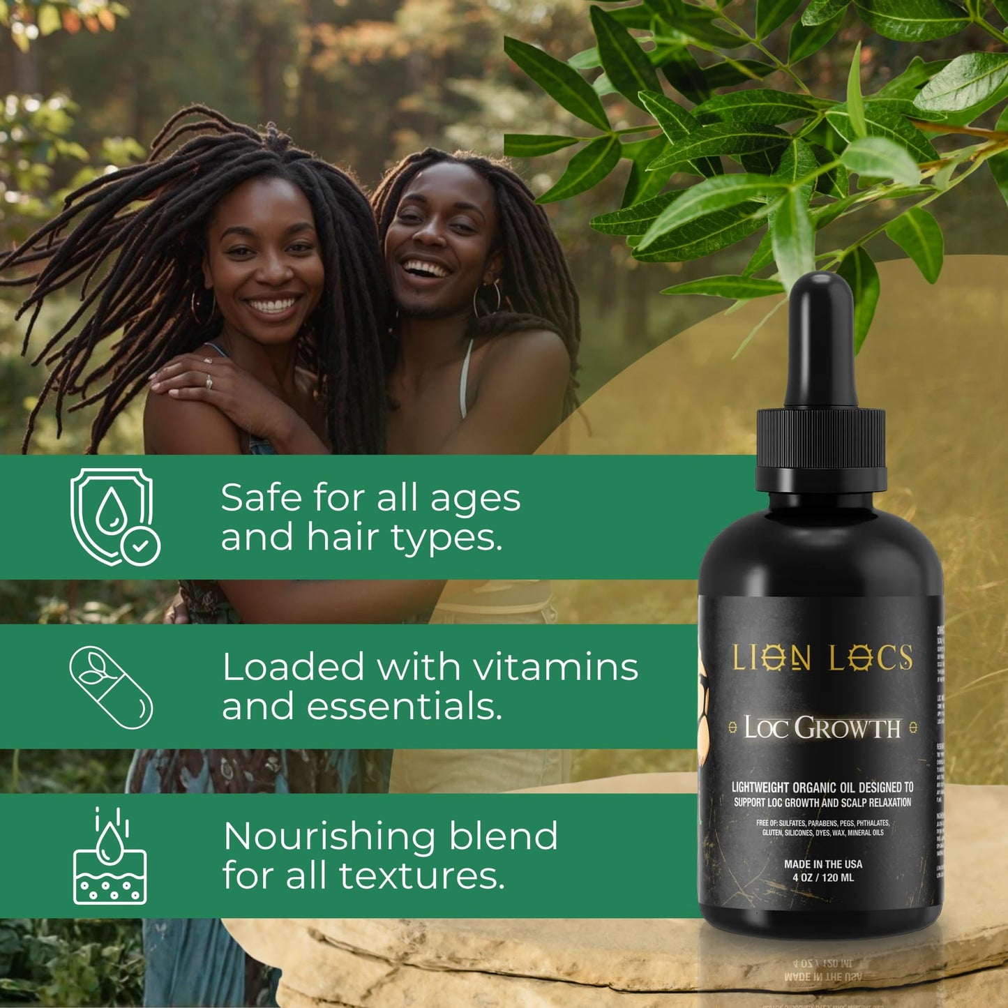 Lion Hair Growth Oil and Scalp Relaxer | Light Styling for Dreadlocks, Braidlocks, Braids, Faux Locs, Crochet Locs, Boho Locs, or Sisterlocks (4oz)