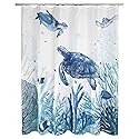 Allure Home Creation Deep Blue Sea Turtle Polyester Fabric Printed Shower Curtain 70"x72"