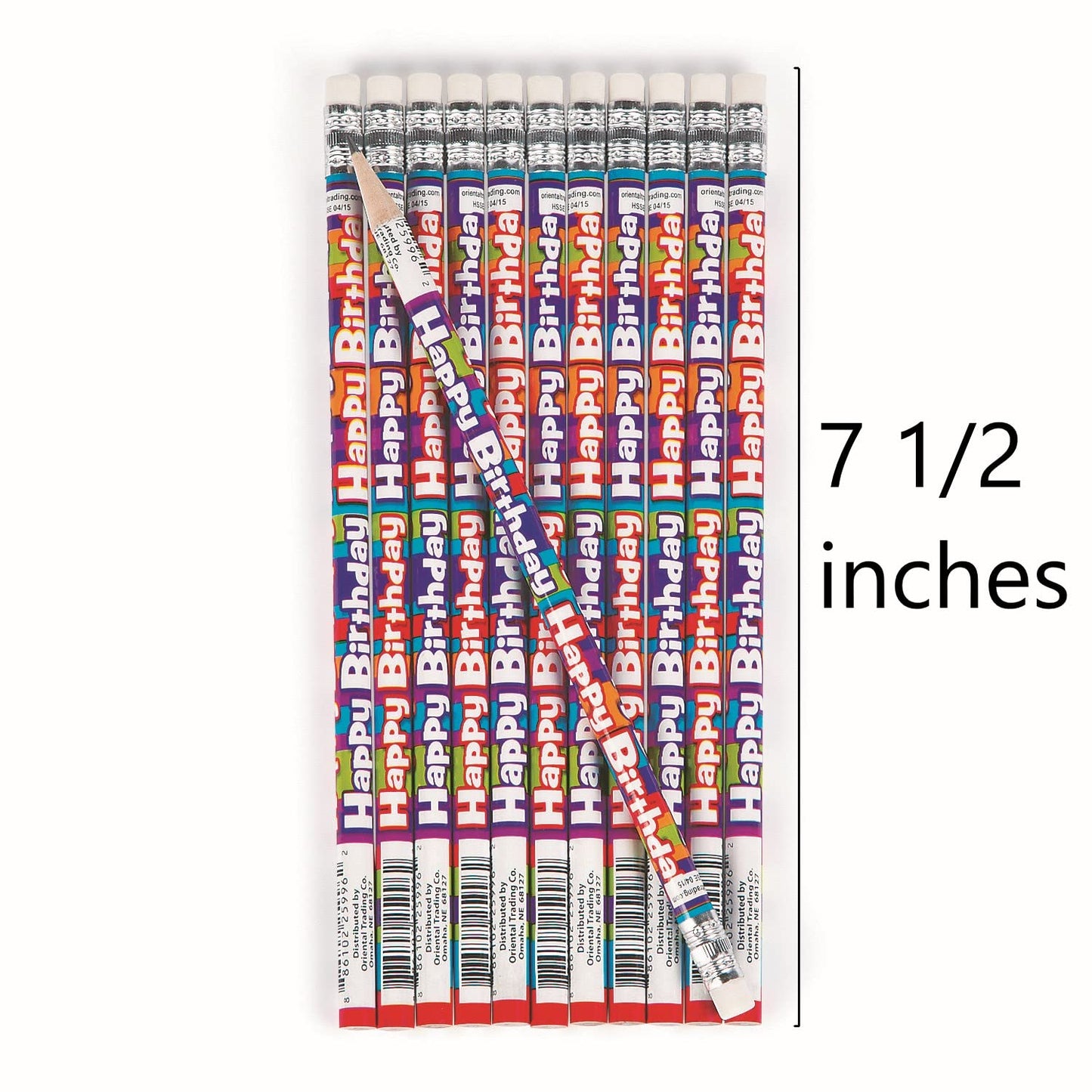 Fun Express Happy Birthday Pencils - Bulk set of 24 for Teachers and Students - Classroom Supplies, Rewards, Handouts and Party Favors