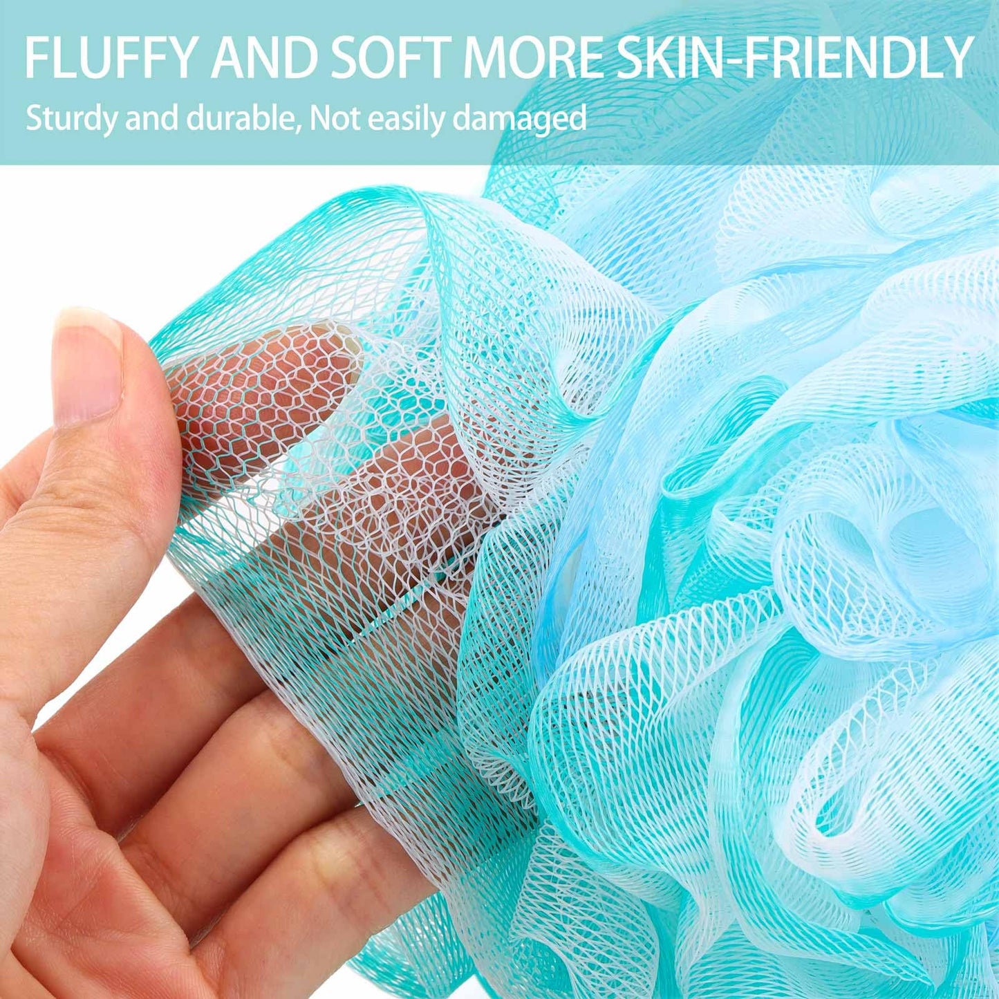 BTYMS 75g/Pc Large Loofahs Shower Sponge, Exfoliating Body Scrubber Shower Scrunchies Mesh Pouf Bath Sponges - Pack of 6 Beauty and Personal Care BTYMS