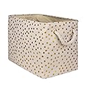 DII Polyester Storage Bin, Gold Metallic Collection Collapsible with Handles, Large, Natural Off-White