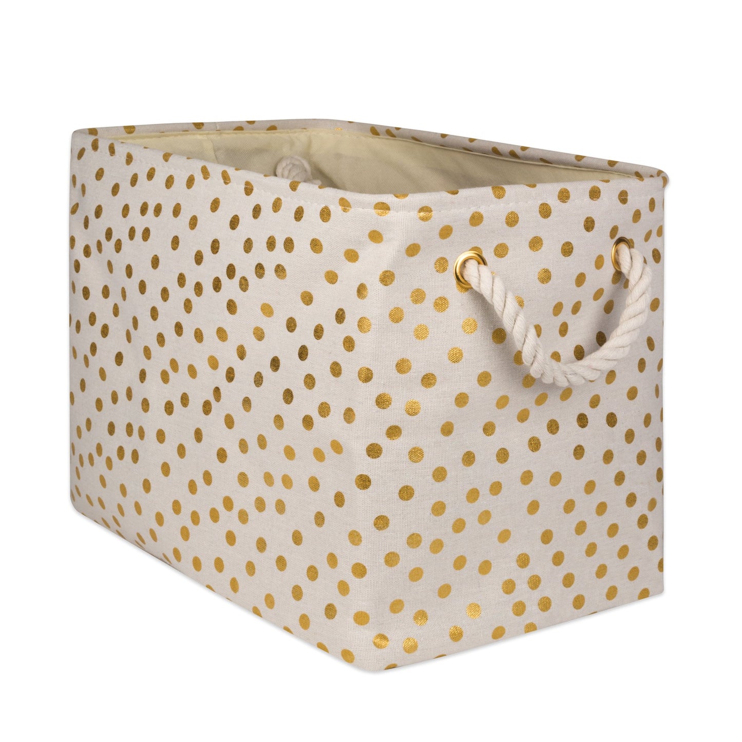 DII Polyester Storage Bin, Gold Metallic Collection Collapsible with Handles, Large, Natural Off-White