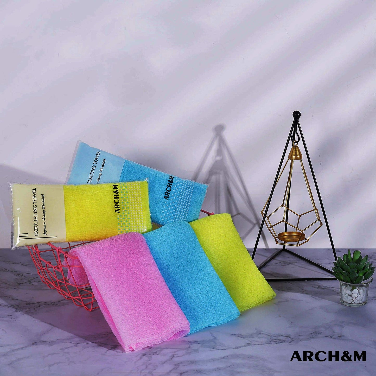 ARCH&M 12-Pack Premium Nylon Exfoliating Towel - 35-Inch Quick-Dry, Hygienic Japanese Washcloth for Body & Back - Durable, Machine Washable