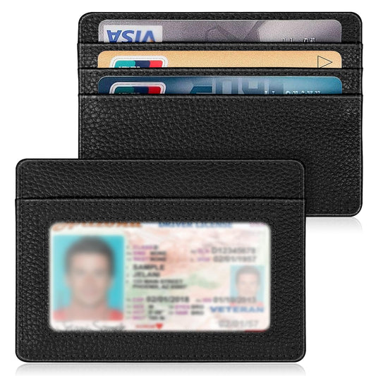 FINTIE Slim Minimalist Front Pocket Wallet, RFID Blocking Credit Card Holder Card Cases with ID Window for Men Women, Black Fashion FINTIE