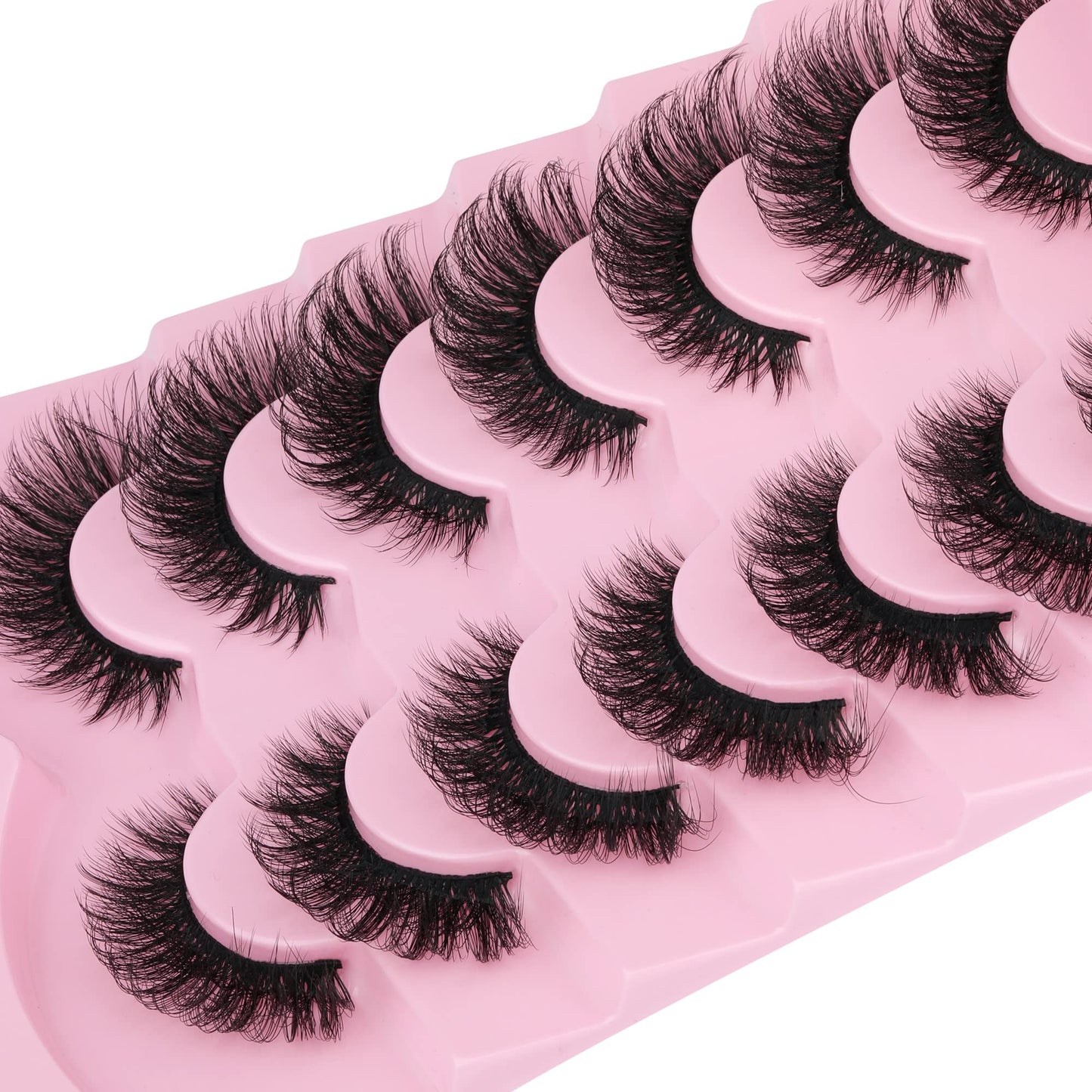 JIMIRE Faux Mink Lashes Fluffy Cat Eye Natural False Eyelashes Volume Wispy Fox Eye Crossed 17MM Thick Fake Lashes Look Like Eyelash Extensions Beauty and Personal Care JIMIRE