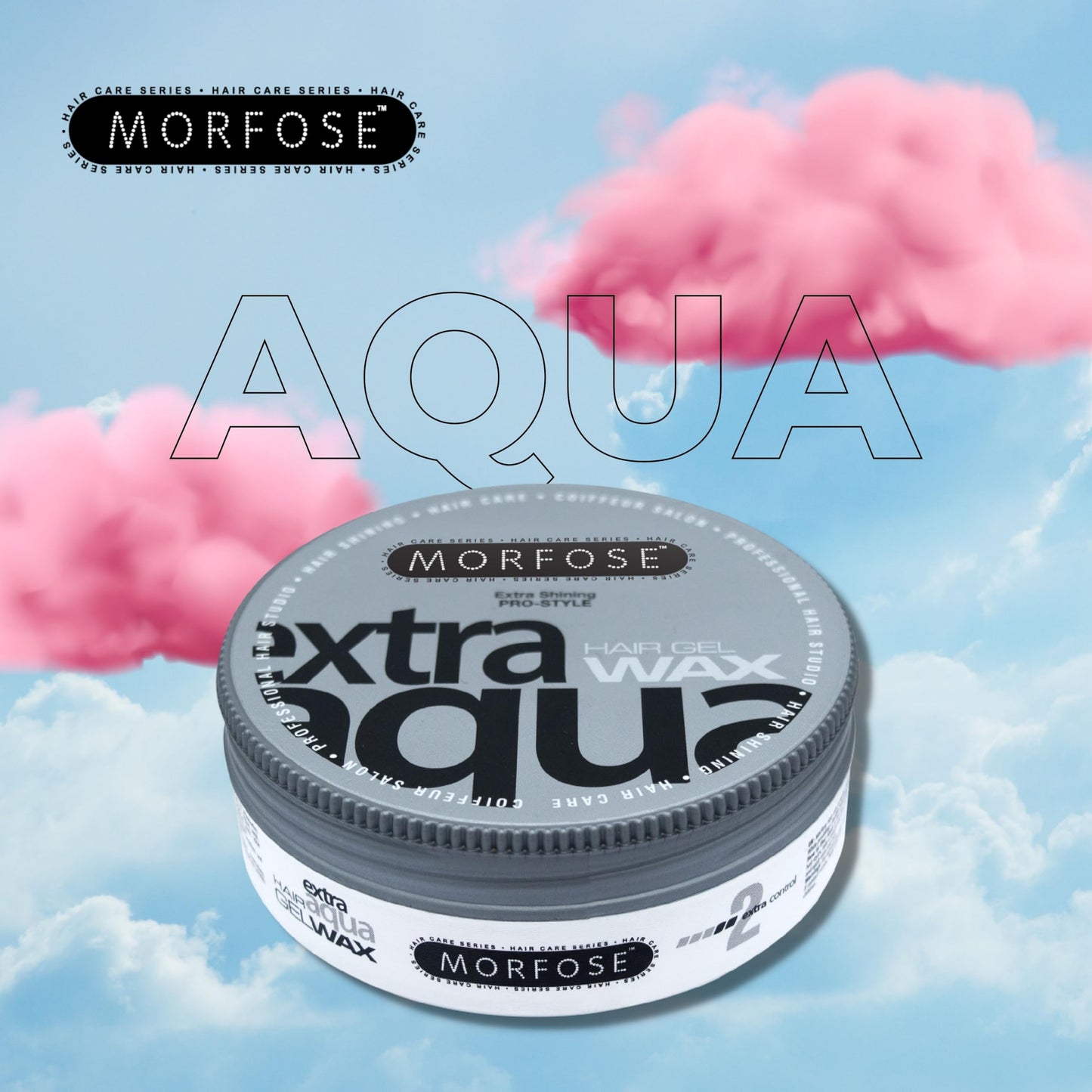 Morfose Extra Aqua Hair Gel Wax with Shiny and Flexible Level 2 Hold, Manage Flyaways, Braids, and Curls, Professional Hair Styling for Women and Men
