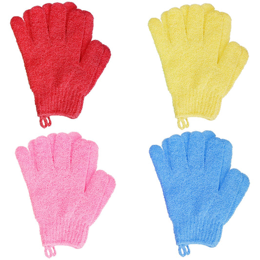 4 Pairs Bath Exfoliating Gloves Scrub, Double Sided Bath Mitts Scrubs for Shower, Exfoliating Shower Mitt Body Scrubber Glove, Bathing Accessories Beauty and Personal Care Ishua