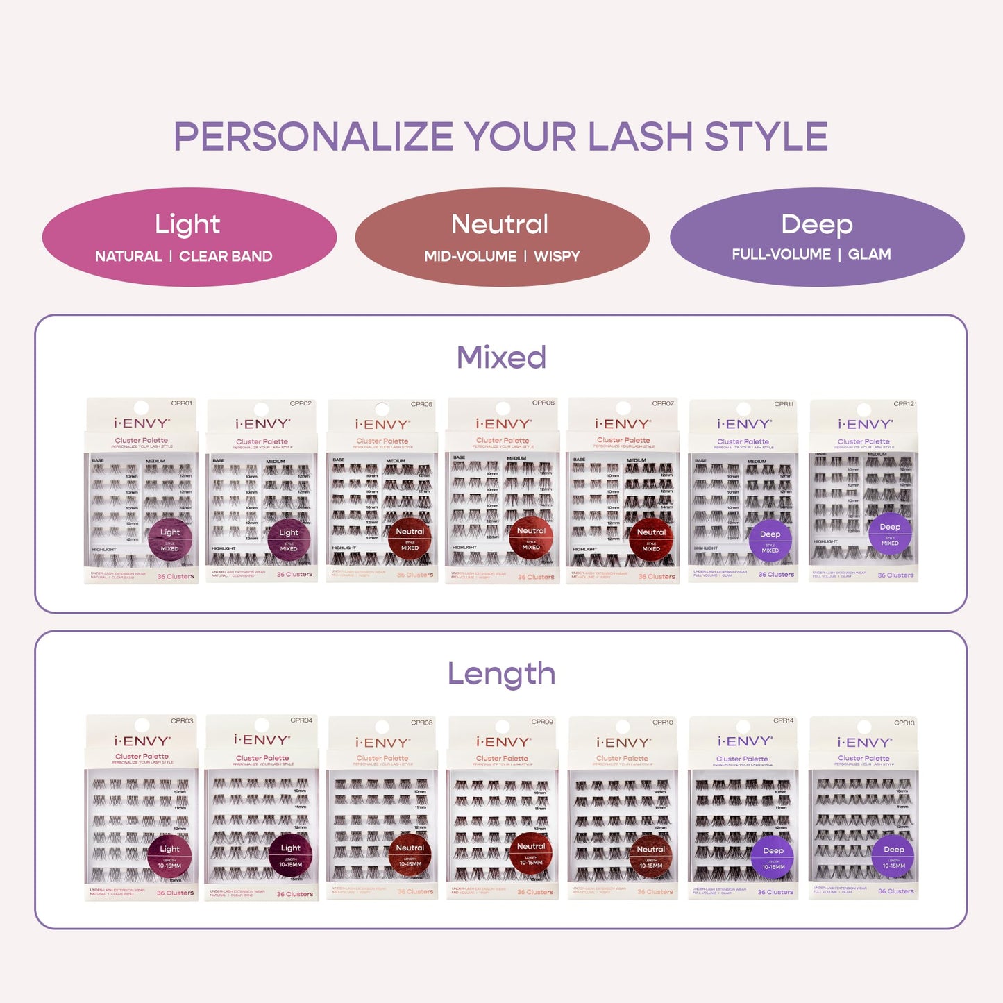 i-ENVY Cluster Palette Lash Refill, DIY Lash Makeup, Clusters False Eyelash, Varied Length, Customizable Under Lash Extension Layering (Deep 10-15MM…