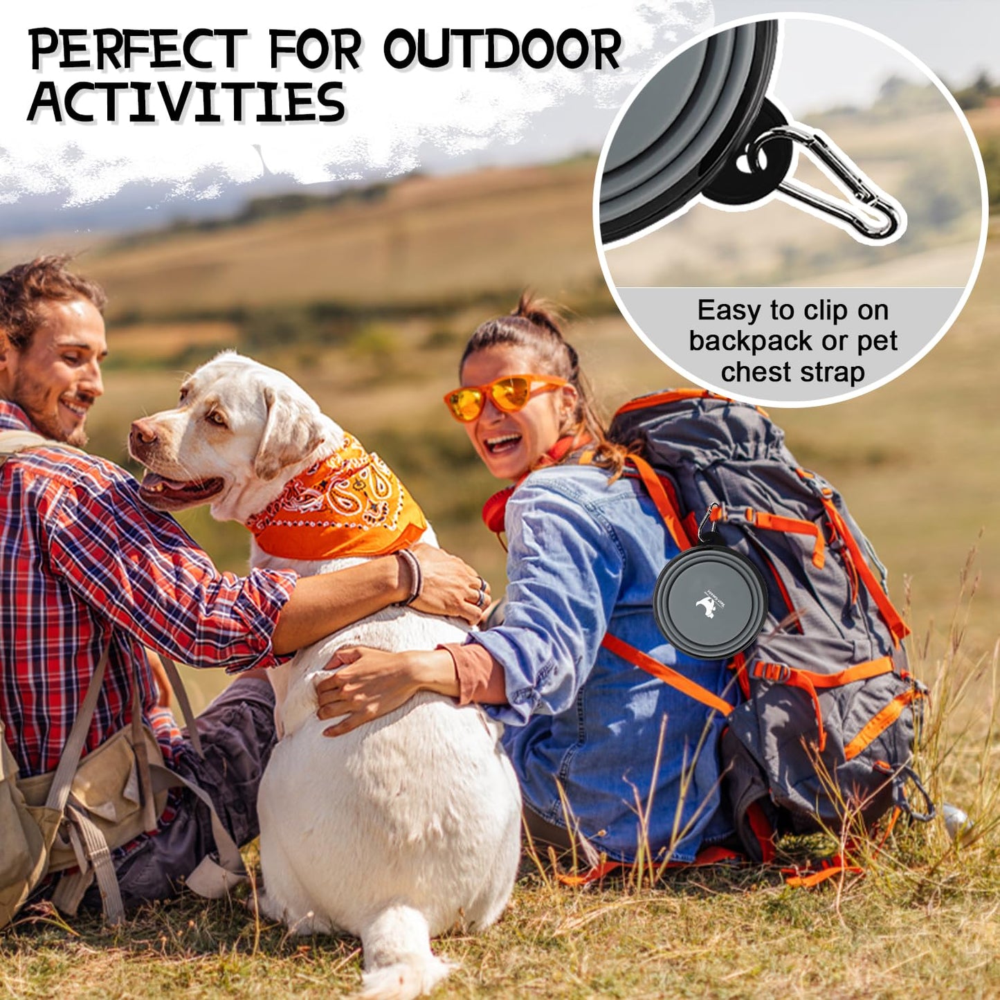 Collapsible Dog Bowls for Travel – 2-Pack Portable Water & Food Bowls for Dogs & Cats, Foldable Pet Dishes with Carabiners, BPA-Free