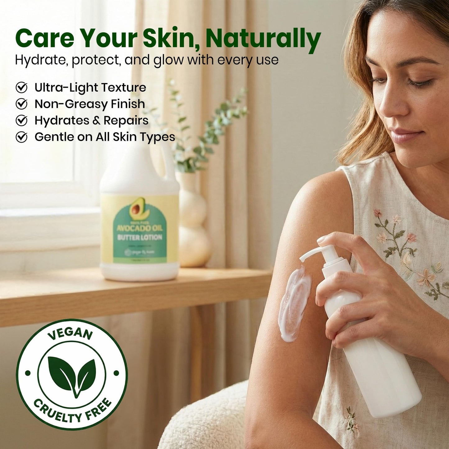 Ginger Lily Farms Botanicals 100% Pure Avocado Oil Butter Lotion for Dry Skin, 100% Vegan & Cruelty-Free, 1 Gallon (128 Fl Oz) Refill