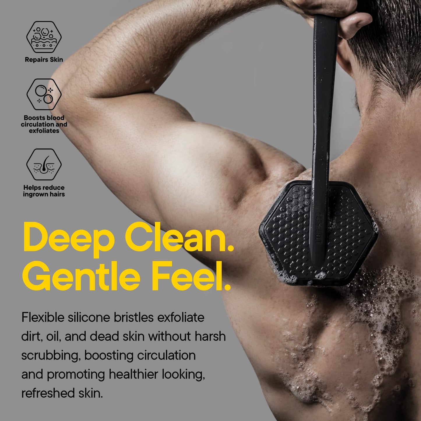 TOOLETRIES Silicone Back Scrubber for Shower, Bath Brush - Charcoal Beauty and Personal Care TOOLETRIES