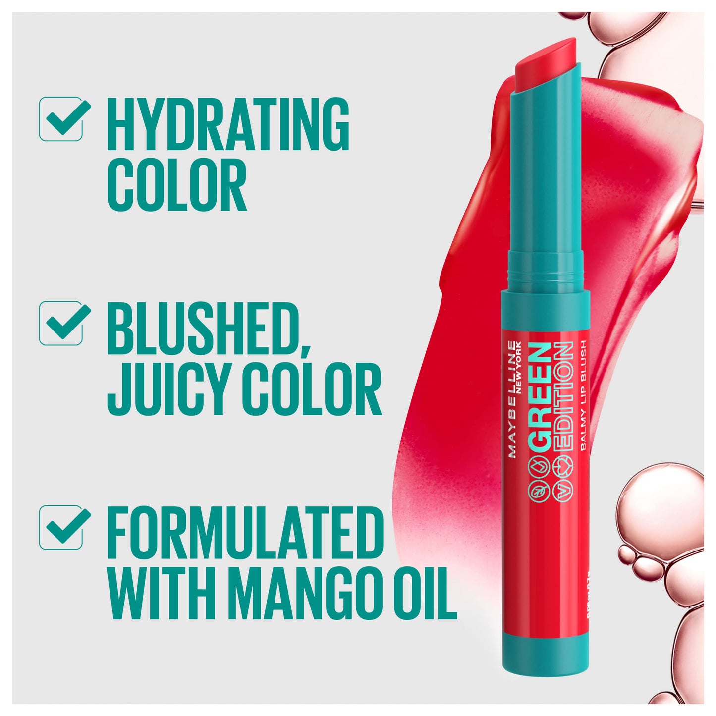 Maybelline Green Edition Balmy Lip Blush, Formulated With Mango Oil, Spring, Fuschia Pink, 1 Count