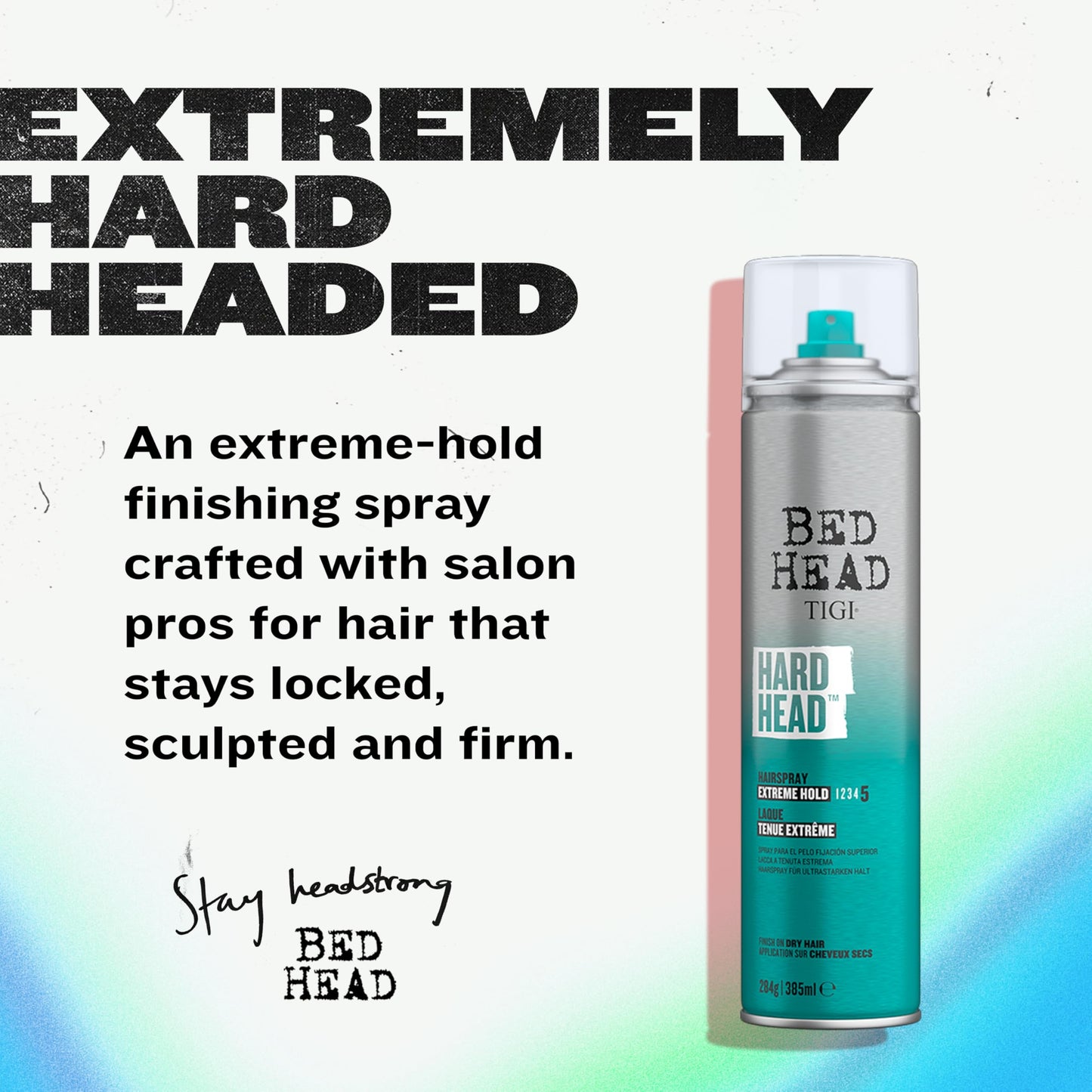 TIGI Bed Head Hard Head Hair Spray - Extra Strong Hold for All Day Style and All Hair Types, 11.7 oz