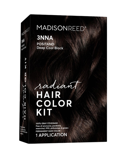 Madison Reed Radiant Hair Color Kit - 3NNA Cool Black-Brown with Ash Undertones (Positano Black), Dimensional Gray Hair Blending Permanent Hair Dye