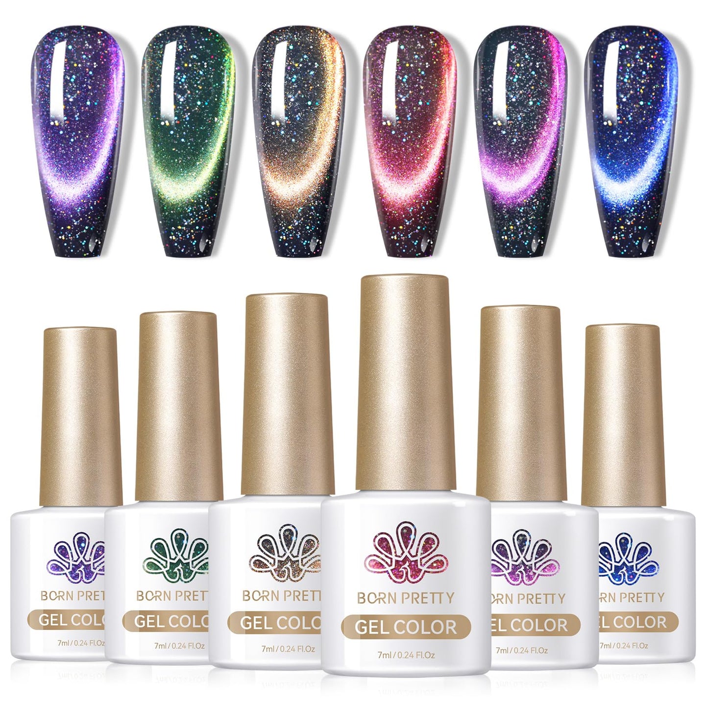 Born Pretty Christmas Cat Magnetic Eye Gel Nail Polish Fall Winter Jelly Red Green Black Blue Crystal Glass Magnetic Shimmer Glitter Nail Polish Salon Beauty and Personal Care Born Pretty Default Title