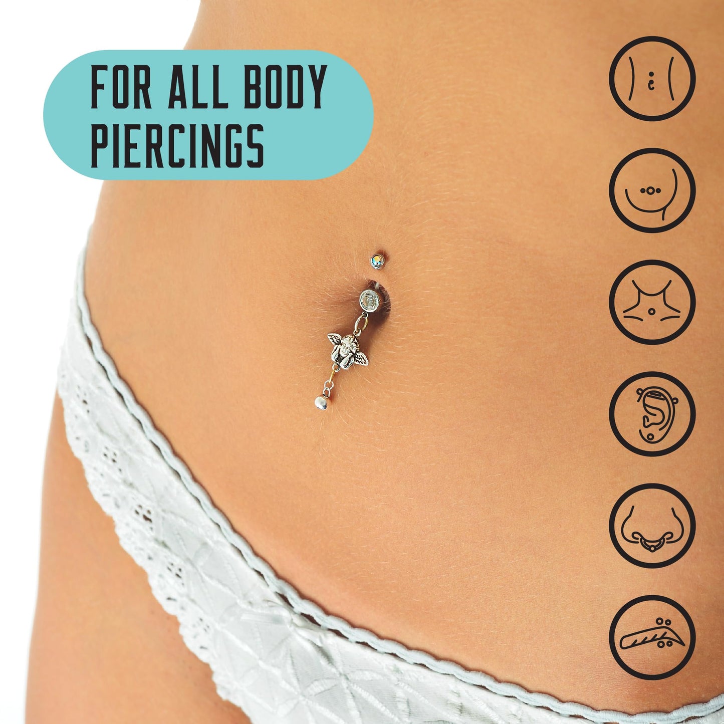 BASE LABORATORIES Piercing Aftercare Spray 4oz | Saline Spray for Piercings | Ear Piercing Cleaner Spray | Saline Solution for Piercings | Piercing Beauty and Personal Care BASE LABORATORIES