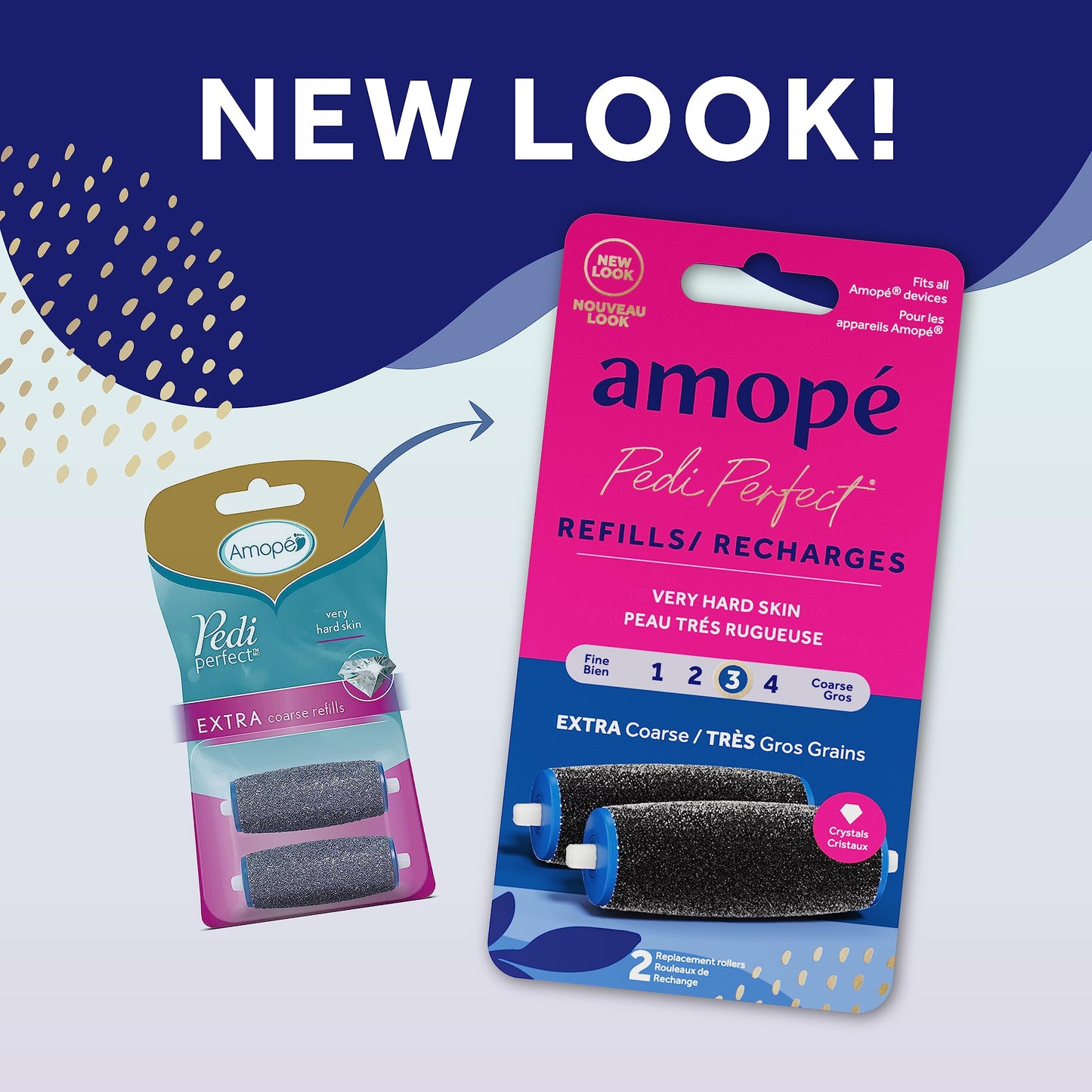 Amopé Pedi Perfect Electric Callus Remover Foot File Roller Head Refills, with Diamond Crystals, Removes Hard & Dead Skin, Extra Coarse for Very Hard