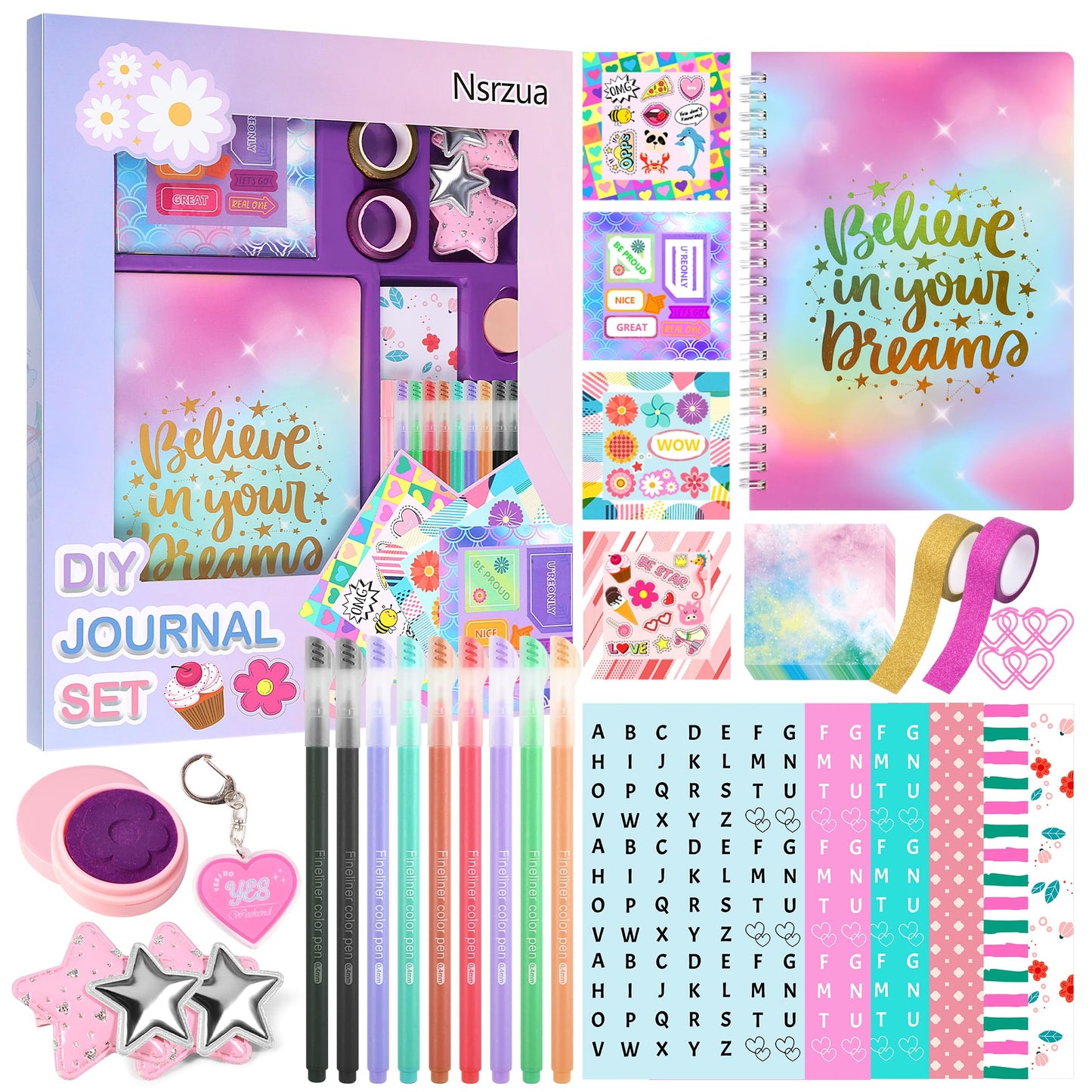 Nsrzua DIY Journal Kit for Girls,Toys for Ages 8-14 and Birthday Gifts for Girls