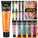14 Colors Body Glitter,Face Glitter Makeup for Kids Women,Sparkly Chunky Hair Glitter for Eye Lip Nails,Mardi Gras Glitter Makeup Face Paint,Singer