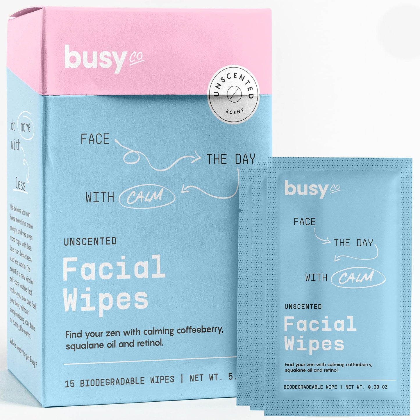 Calm Line Facial Wipes - Brightening Cleaning Wipes, Unscented Moist Towelettes Individually Wrapped - Natural Wipes & Face Wash Cloth for Facial