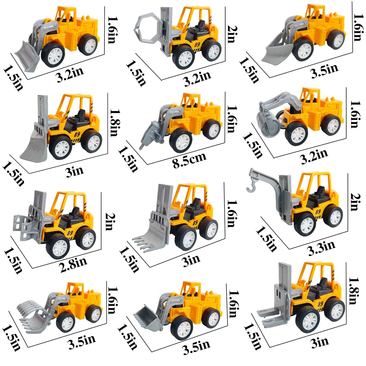 Juuxncgv 24PCS Mini Construction Vehicles – Pull Back Engineering Cars, Play Figures & Small Construction Toys for Kids Party Favors & Gifts