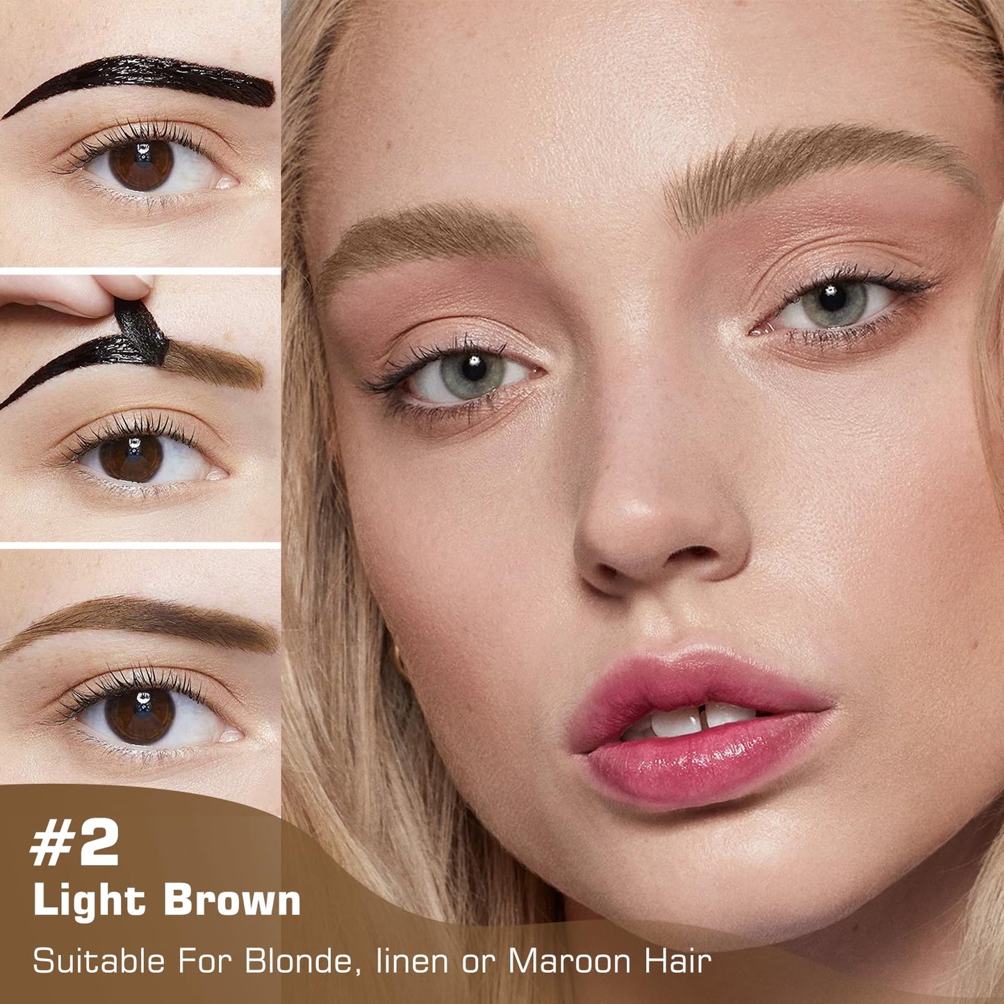 Anguishil Tattoo Peel Off Eyebrow Gel Tint - Brow Gel With Eyebrow Stencils, Long-lasting Waterproof Transfer-proof Eye Brow Tinting Kit For Fuller…