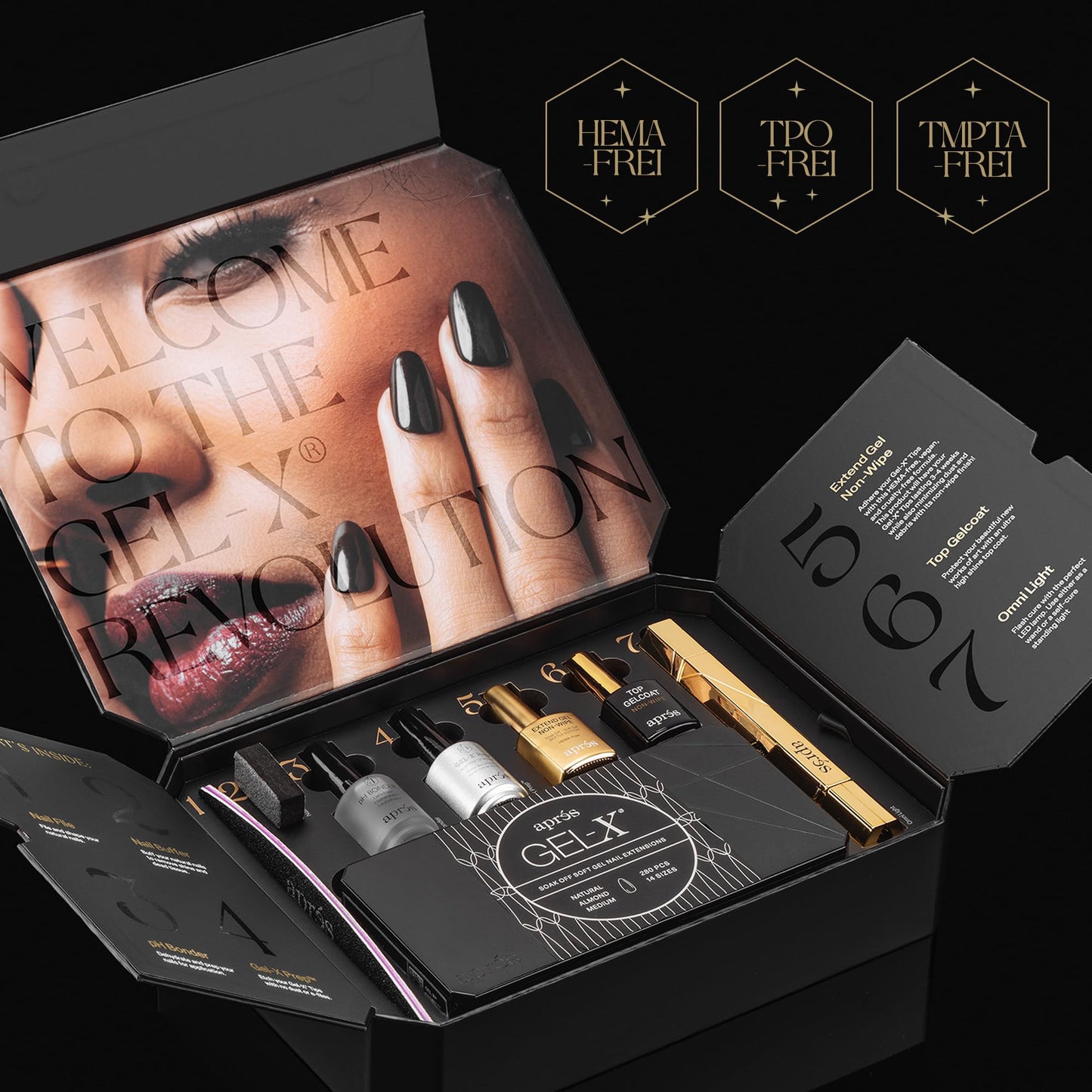 Aprés Gel-X Professional Nail Extension Starter Kit, 14 Sizes 00-9 w/ Half Sizes, Soft Gel-X Tips, HEMA/TPO-Free (Natural Almond Medium) Beauty & Personal Care APRÉS