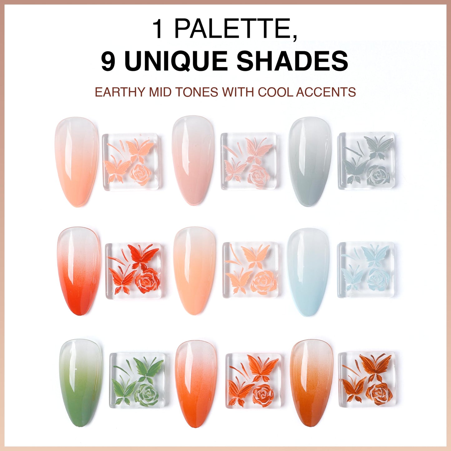 Cre8tion Nail Art Gel Solid Cream Palette for Nail Painting, Ombre, Stamping and Coverage, HEMA Free, TPO Free, 9 Colors (11) Beauty & Personal Care Cre8tion