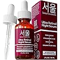 SeoulCeuticals 1% Korean Retinol Night Serum for Face - 97.5% Snail Mucin + Hyaluronic Acid + Bakuchiol, Cruelty Free K Beauty for Sensitive Skin 1oz