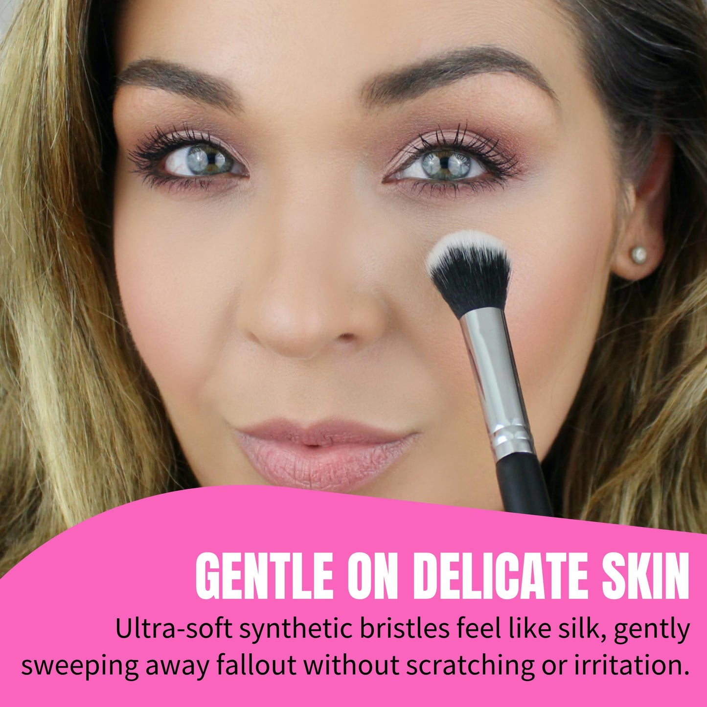 Beauty Junkees Concealer Brush Under Eye - Small Soft Fluffy Tapered Synthetic Cruelty Free Vegan Makeup Brush for Precision Setting Powder