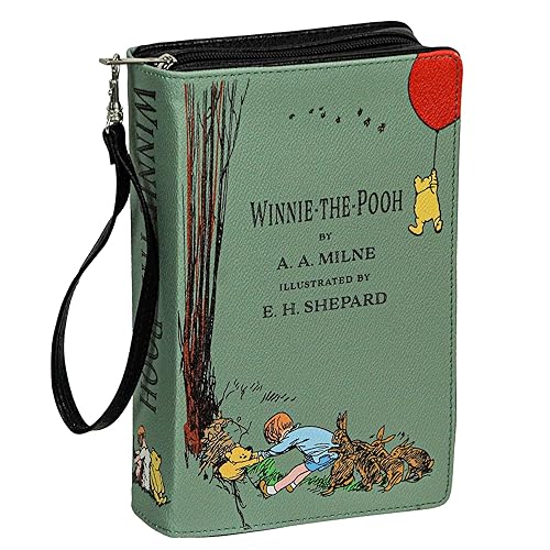 Green Vinyl Winnie The Pooh Book Handbag Novelty Clutch Purse Crossbody Bag A.A. Milne 9.25 Inch
