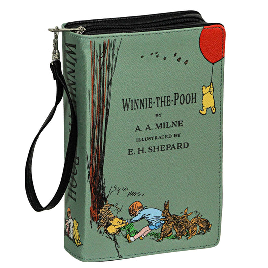 Green Vinyl Winnie The Pooh Book Handbag Novelty Clutch Purse Crossbody Bag A.A. Milne 9.25 Inch