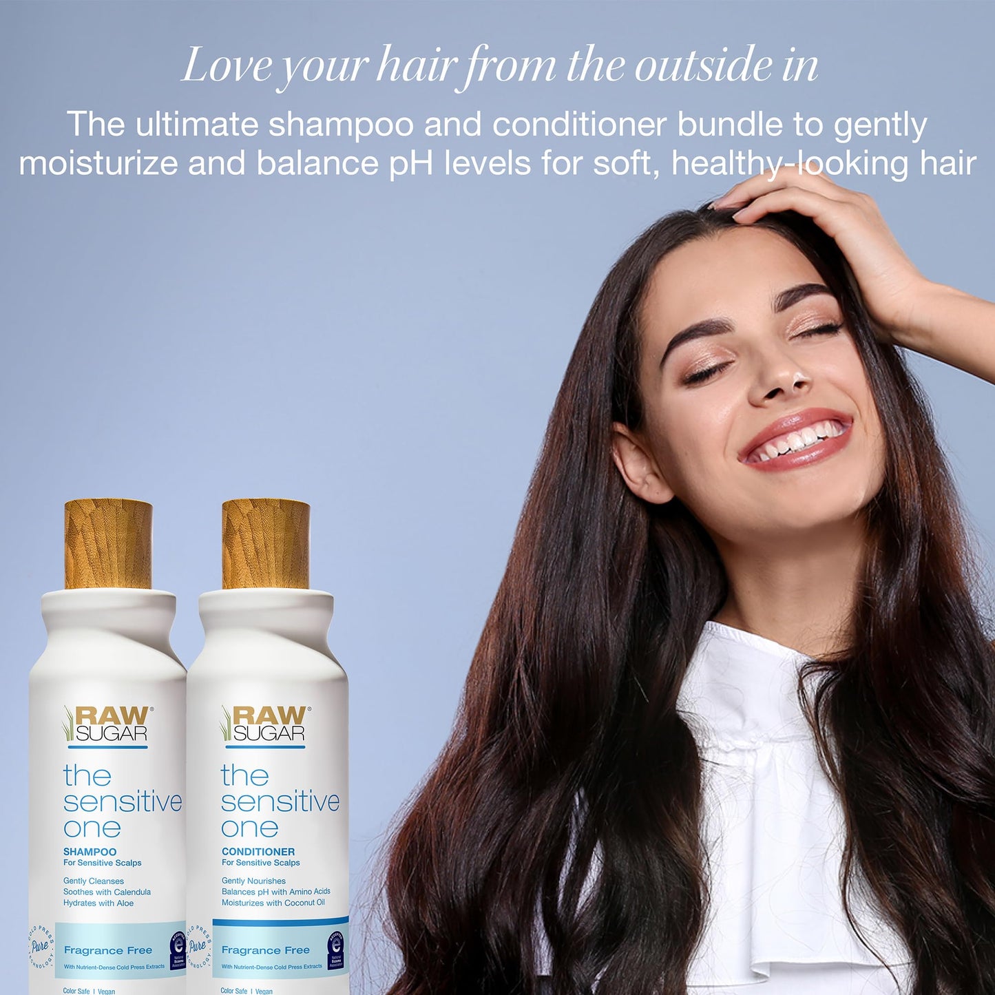 Raw Sugar Shampoo and Conditioner Set, The Sensitive One Hair Care Duo, 16 Fl Oz Each, Gently Cleanses, Soothes & Hydrates with Calendula & Aloe, No