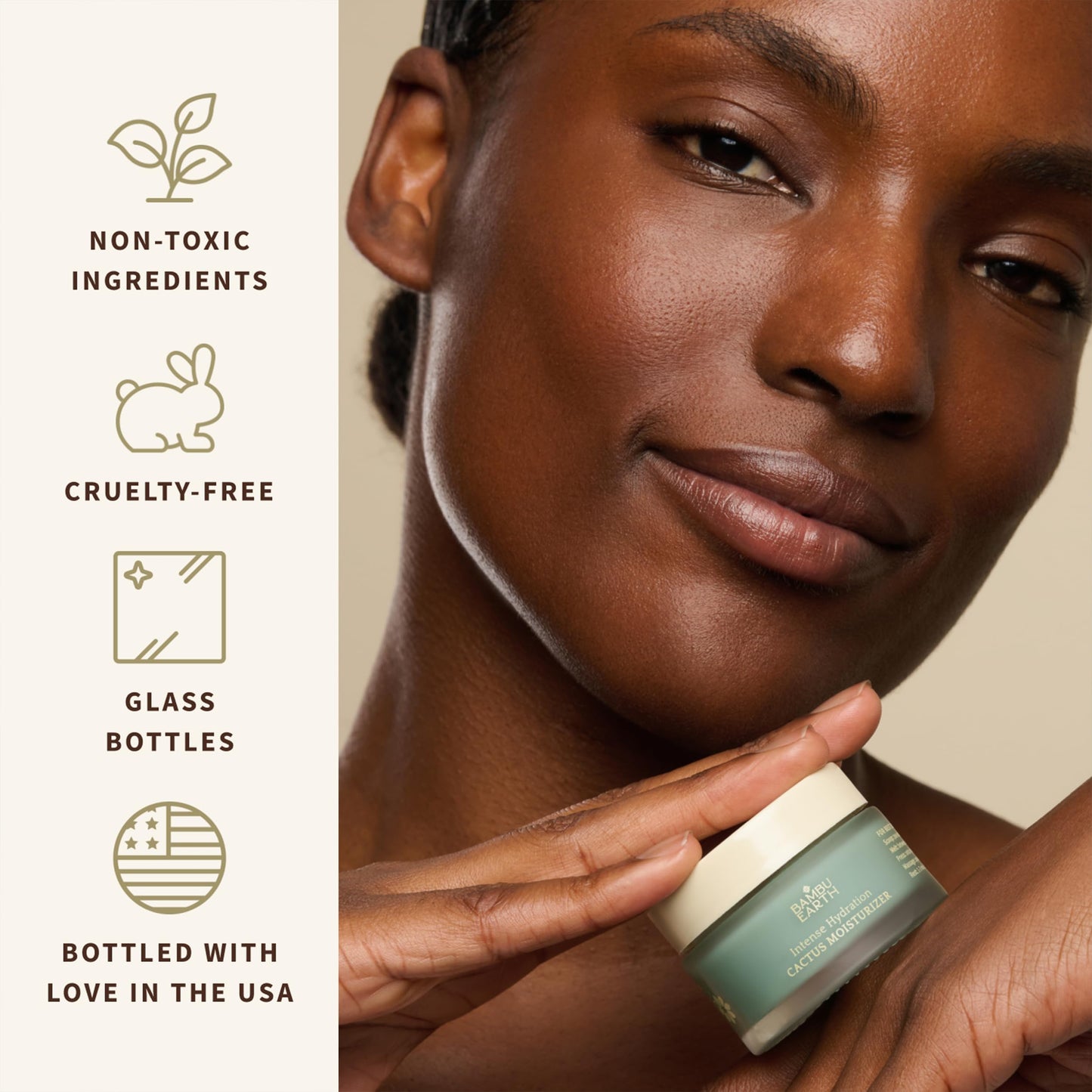 BAMBU EARTH Intense Hydration Cactus Face Moisturizer - Deeply Hydrate with Pressed Serum Formula - Skincare to Soften Texture, Balanced Complexion