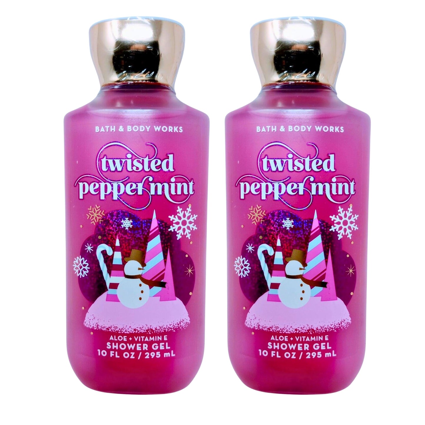 Bath & Body Works Shower Gel, Gift Set of 2, 10oz Each (Twisted Peppermint)