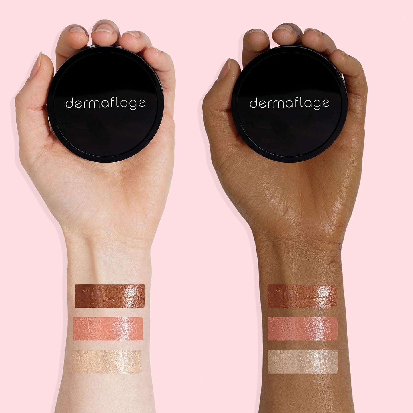 Cheek Palette: Bronzer, Highlighter, Blush Palette for Dewy Skin, Lit from Within by Dermaflage, 10g/.35oz