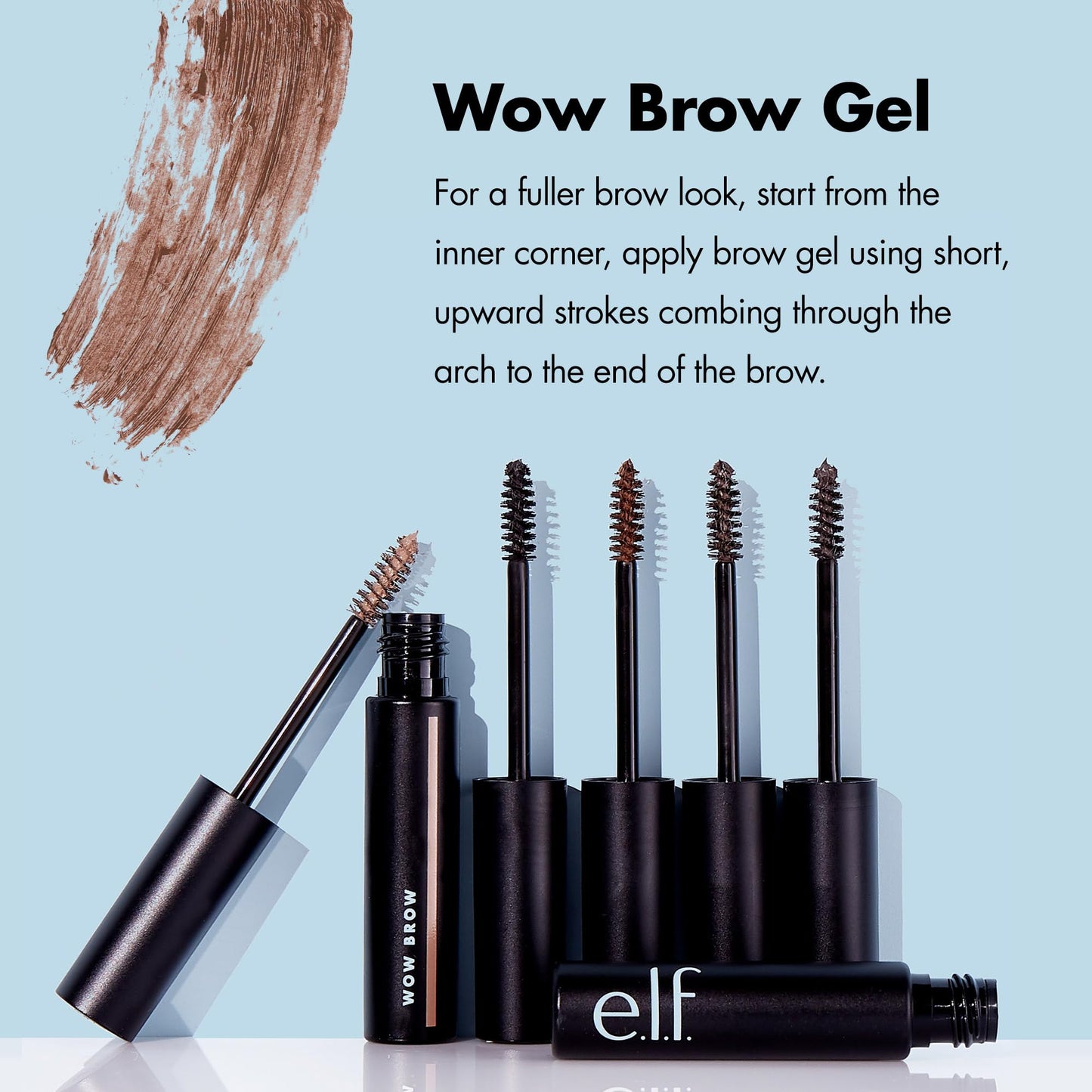 e.l.f. Wow Brow Wax Gel, Buildable, Hybrid, Creates Full, Voluminous-Look, Locks Brow Hairs In Place, Fiber-Infused, Black, 0.12 Oz