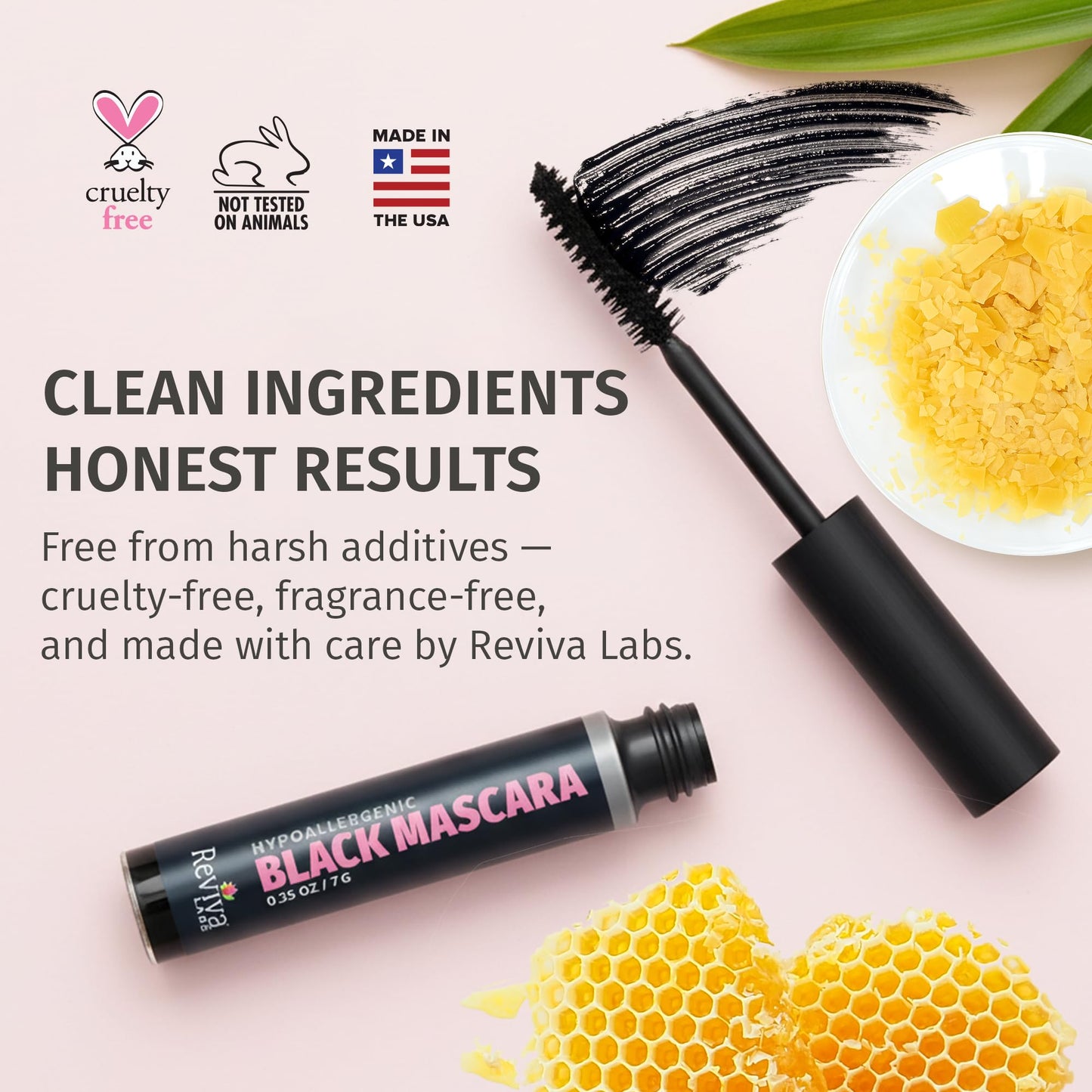 Reviva Labs Black Hypoallergenic Mascara for Sensitive Eyes and Older Women - Gentle, Volumizing & Lengthening Mascara for Older Women 50 and 60 Plus