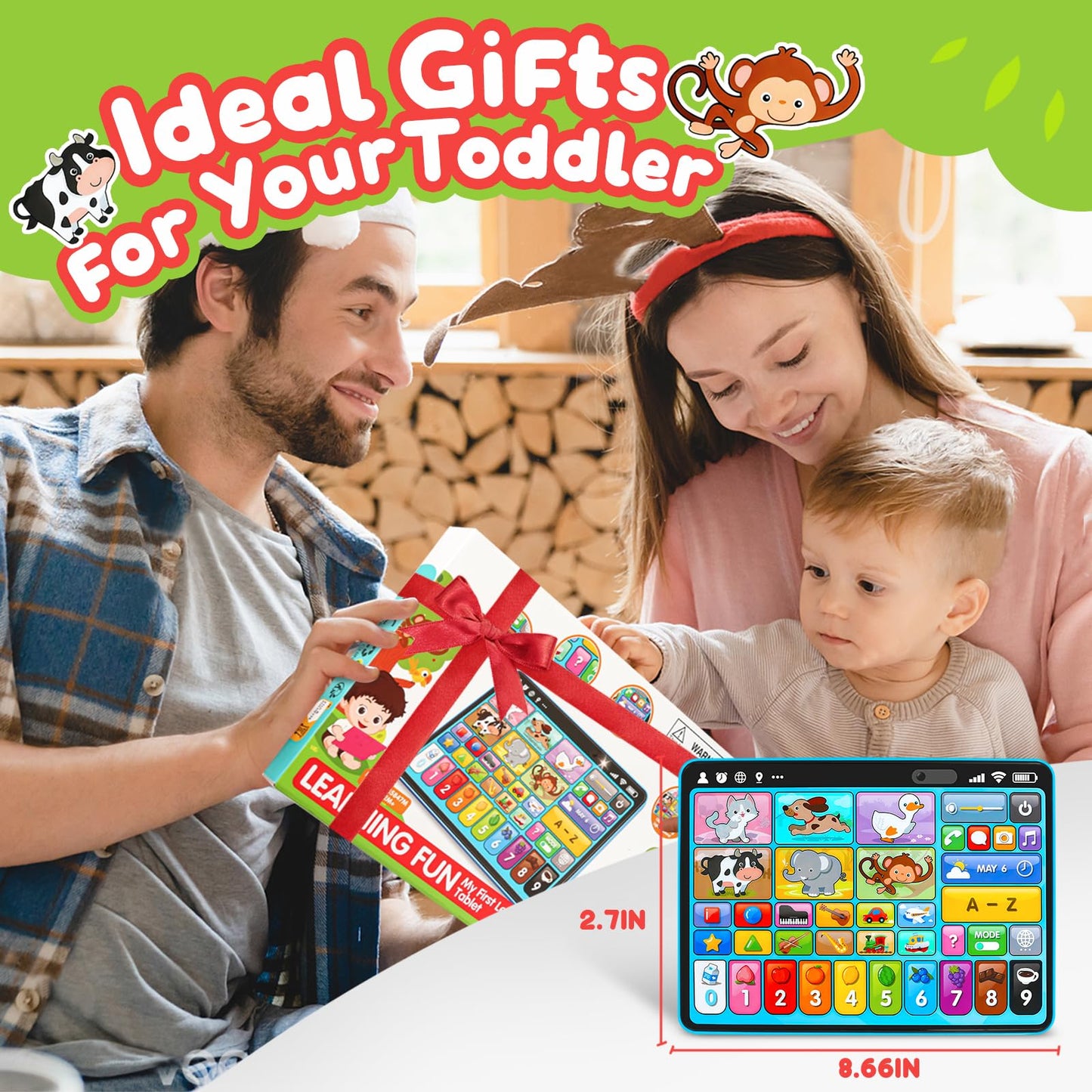 Learning Tablet for Toddlers 1–3 | Trilingual Musical Toy with Sounds & Speech Therapy | Montessori Educational Gift for Boys & Girls 12–36M
