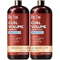 DEL SUR Curly Hair Shampoo and Conditioner Set | Curl Defining, Volume & Hydration | 16 fl oz Each | with Camellia Japonica, Hibiscus & Amaranth Oil |