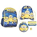 AI ACCESSORY INNOVATIONS Minions Backpack Bello Character Design 5 Piece Set with Lunch Box