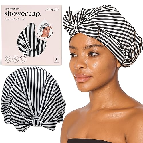 Kitsch Luxury Shower Caps for Women Reusable Waterproof - Large Shower Cap for Women and Men, Non-slip, Quick-dry Hair Cap for Long & Short Hair