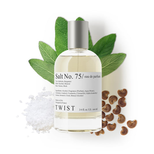 Twist Salt No. 75 - Eau De Parfum Inspired by J. Malone Wood Sage & Sea Salt, Long-Lasting Perfume For Women & Men, Paraben Free, Vegan, Clean