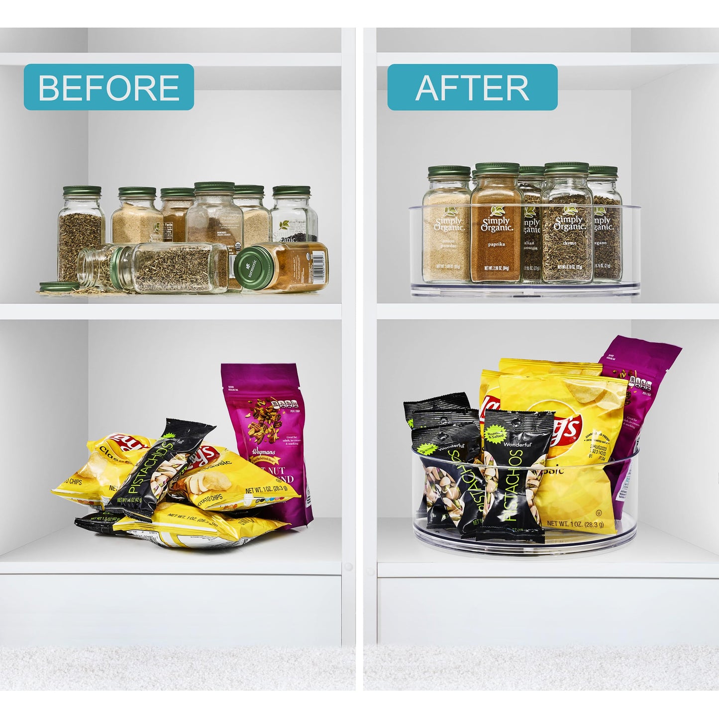 Sorbus 9 Inch Clear Lazy Susan Organizer, Turntable Organizer for Spice Organization for Cabinet, Lazy Susan Turntable for Kitchen, Home, Office…